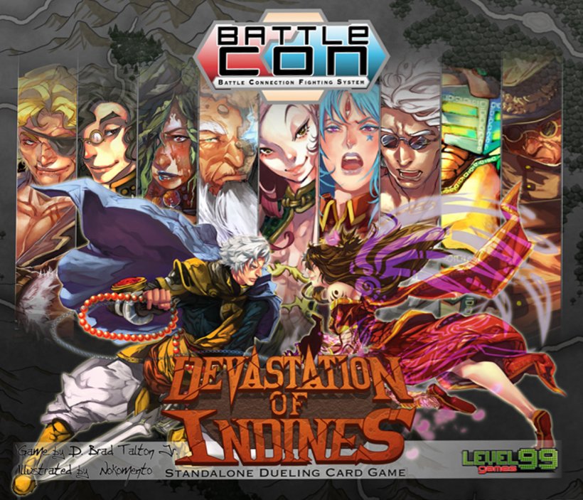 Copertina di BattleCON: Devastation of Indines, gioco di carte di combattimento 